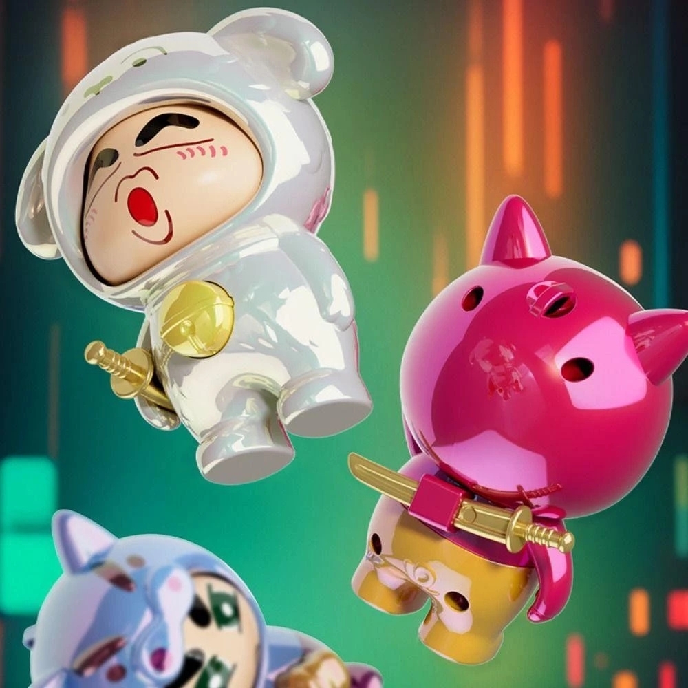 Móc Khoá mô hình shin đầu lợn màu hồng bóng - cao : 9cm - figure shin - Hộp Màu - K78-T4-S11