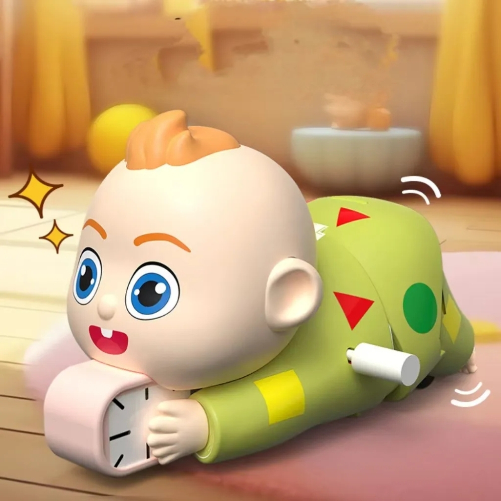 Mô hình em bé nằm áo xanh chạy cót - Cao : 5.5cm - Dài : 10cm - Hộp Màu - K78-T5-S11