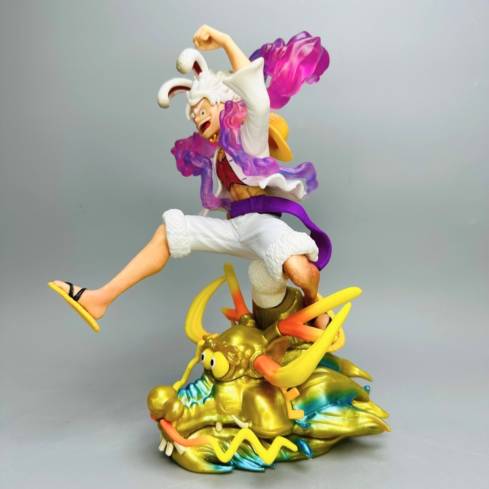 Mô Hình OnePiece Luffy gear 5 tai thỏ cưỡi đầu rồng siêu đẹp Cao 22cm - Nặng 500gram , Figure OnePiece - no box- D-7