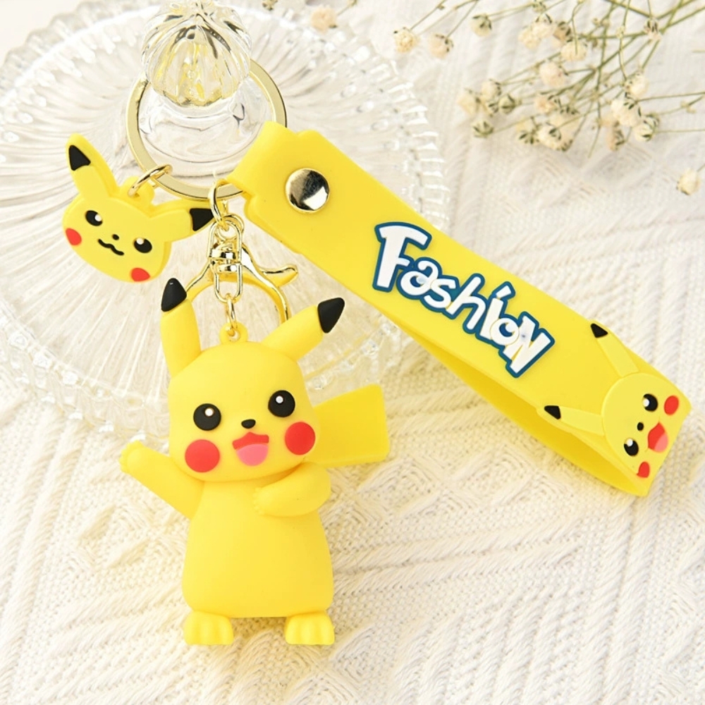 móc khóa pikachu vãy tay - dây dài 12cm mô hình cao 7.5cm - nặng : 50gram - no box  K77-T1-S7