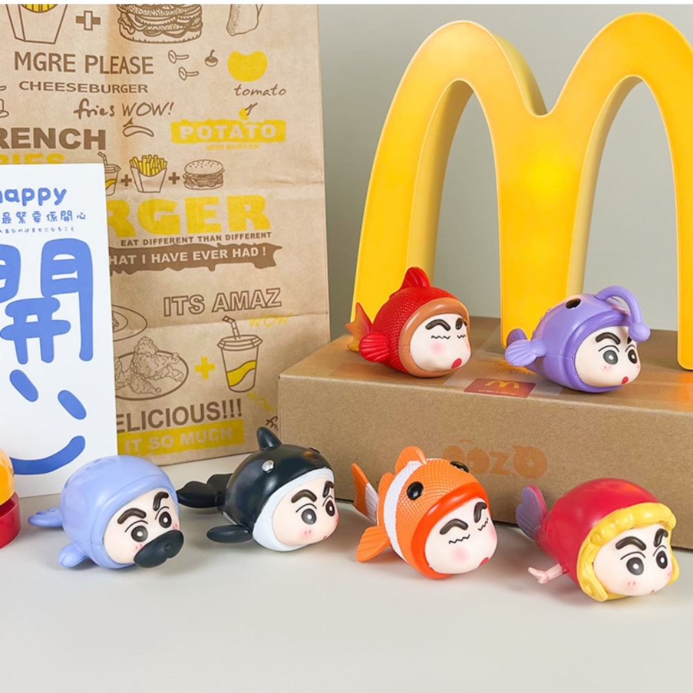 Mô Hình bộ 6 Shin bút chì cosplay cá - Cao 4.5cm - nặng 300gram - Figure Cậu Bé Bút Chì - bọc túi OPP - Hộp Màu - HM57 -K14-T1-S4