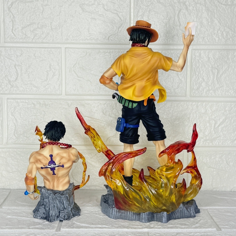 Mô Hình OnePiece Ace dáng đứng + bán thân - cao 26.5cm - nặng 422gram - Figure One Piece - Hộp Màu - K18-T3-S10