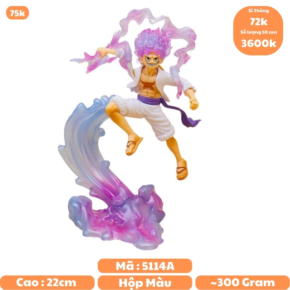 Mô hình đồ chơi - Luffy Gear 5 Nika trắng bản có vũ khí cầm tay trạng thái chiến đấu cao 22 cm - OnePiece  - Có Hộp Đẹp - D - 9