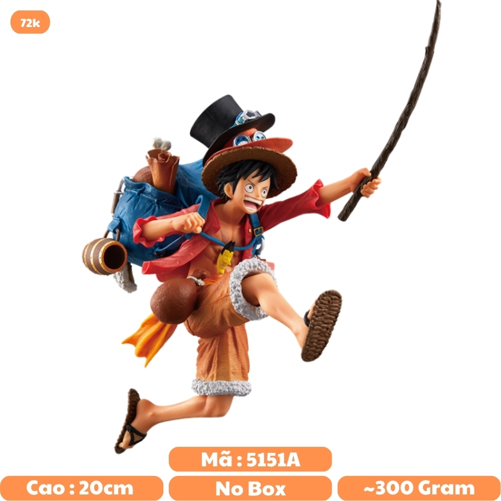 Mô Hình One Piece Luffy gear 2 trong bộ 3 anh em - Cao 20cm - Nặng 250 gram - No box - K18-T1-S4