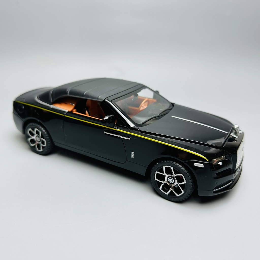 Mô Hình Xe Roll royce đen 1.24 Hợp kim có thể mở cửa - bánh sau chạy cót - Có tiếng  đèn pha sáng - Dài 22cm - rộng 9.5cm - cao 6.5cm - nặng ~ 1200gram - FULL BOX : box màu SKU : oto167 - K65-T5-S9