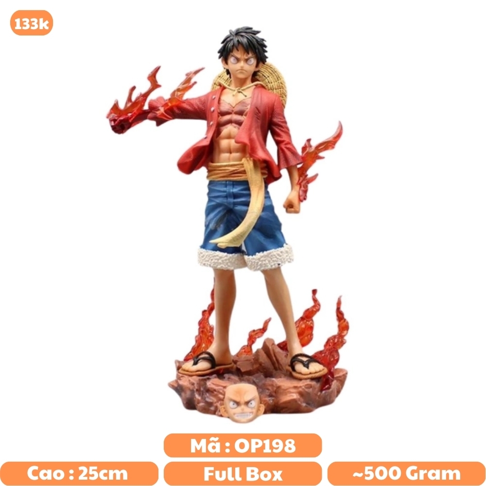 Mô Hình OnePiece Luffy Haki hoa anh đào - Cao 25cm - nặng 500gram - Phụ kiện : 2 mặt thay thế - Có box màu - Figure anime One Piece -K18-T3-S12