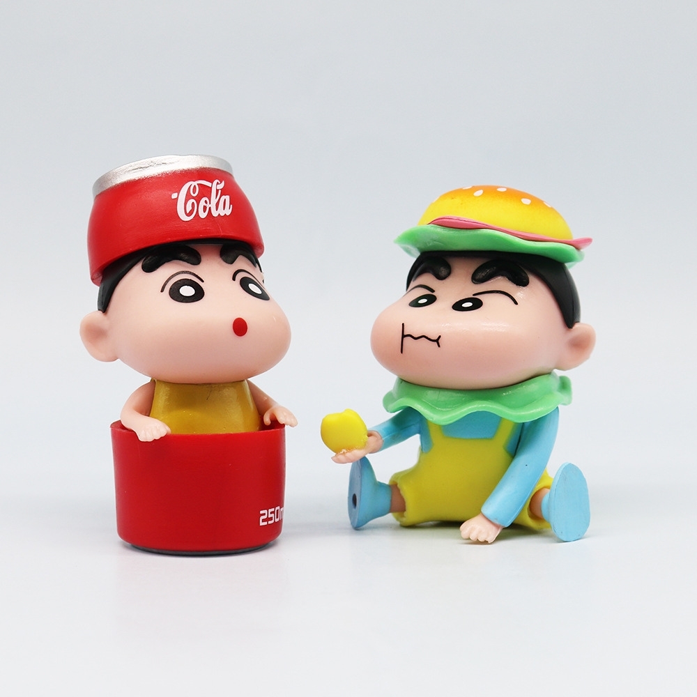 Mô Hình bộ 6 Shin đồ ăn nhanh - Cao 4-7cm - nặng 300gram - Figure Cậu Bé Bút Chì - bọc túi OPP - Hộp Màu - Hm38 - K23-T3-S5