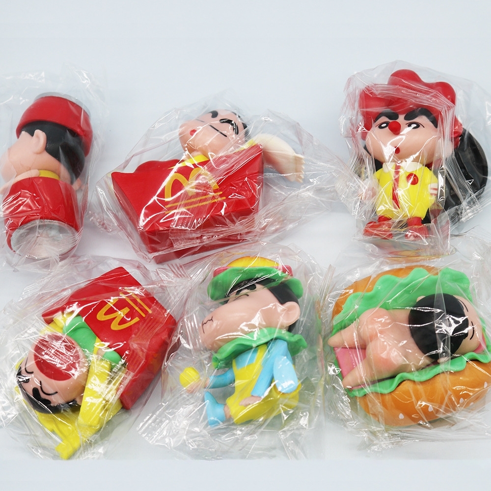 Mô Hình bộ 6 Shin đồ ăn nhanh - Cao 4-7cm - nặng 300gram - Figure Cậu Bé Bút Chì - bọc túi OPP - Hộp Màu - Hm38 - K23-T3-S5