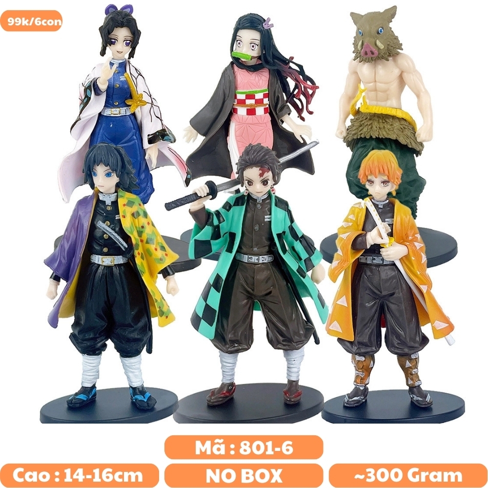 Hàng Loại 2 - Mô Hình Combo 6 nhân vật lưỡi quỷ cao 14-16cm - Figure  Kimetsu No Yaiba - No Box - (G-9)
