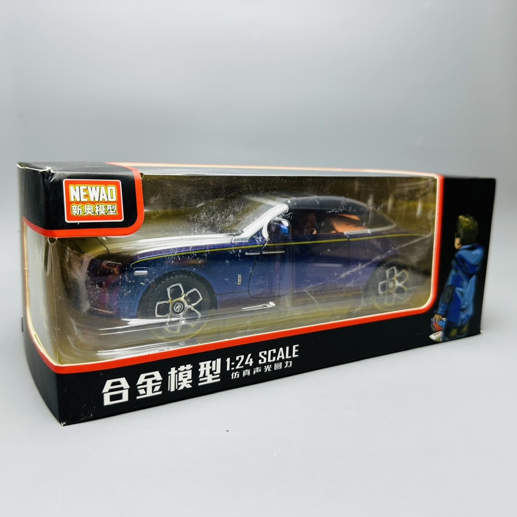 Mô Hình Xe Roll royce xanh 1.24 Hợp kim có thể mở cửa - bánh sau chạy cót - Có tiếng - đèn pha sáng - Dài 22cm - rộng 9.5cm - cao 6.5cm - nặng ~ 1200gram - FULL BOX : box màu SKU : oto166 - K65-T5-S8