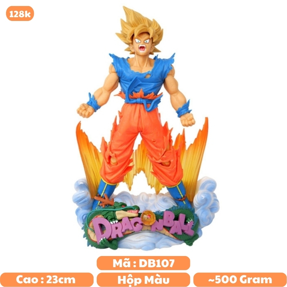 Mô Hình DragonBall Goku trạng thái super saiyan đứng trên đế mây - Cao 23cm - nặng 550gram + bọc túi OPP + có BOX - Figure DragonBall - Có Hộp màu - K4-T1-S1