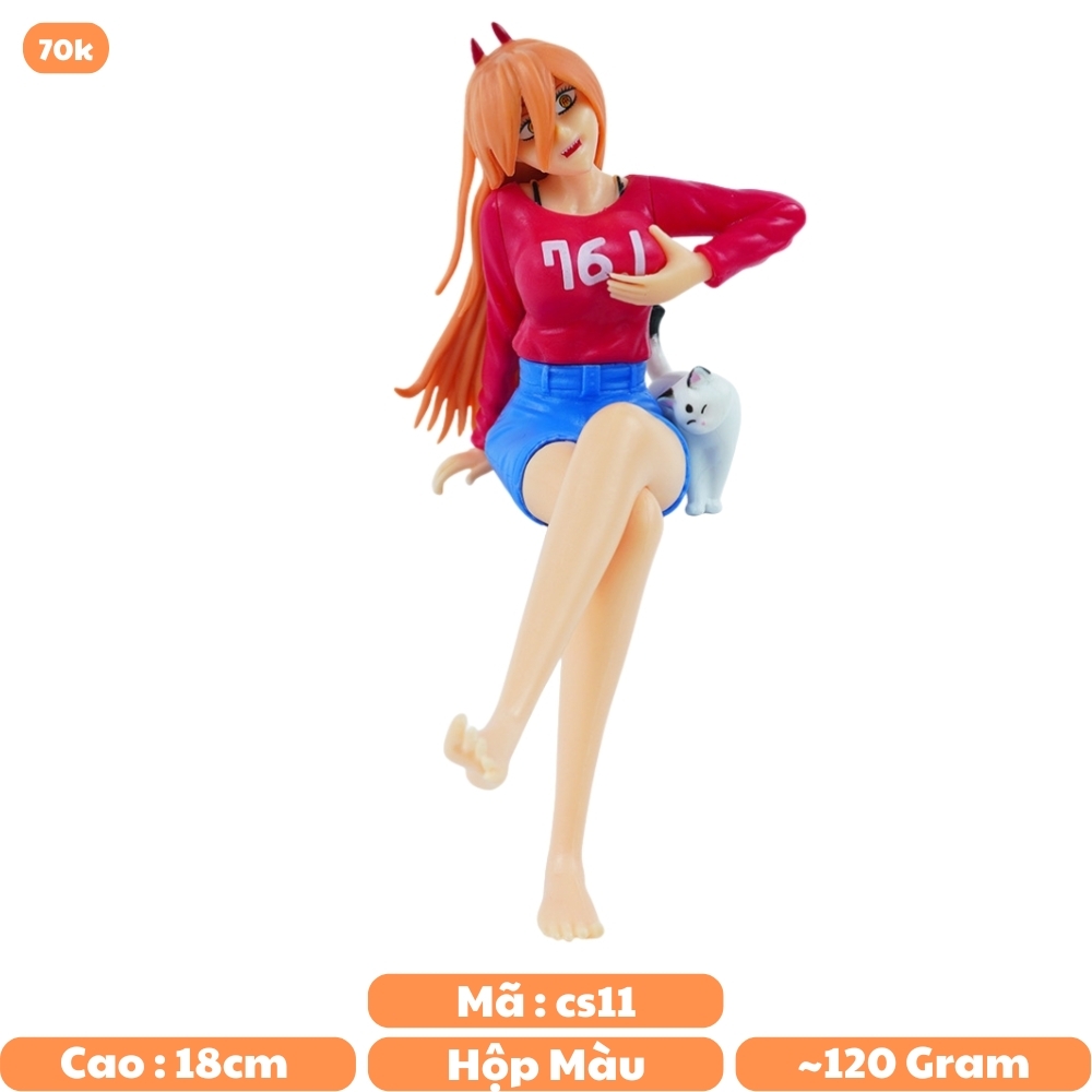 Mô Hình Chainsaw Man Power + mèo đi kèm siêu đẹp - cao 18cm nặng 120g - Figure Chainsaw Man - Có hộp màu - K60-T3-S1