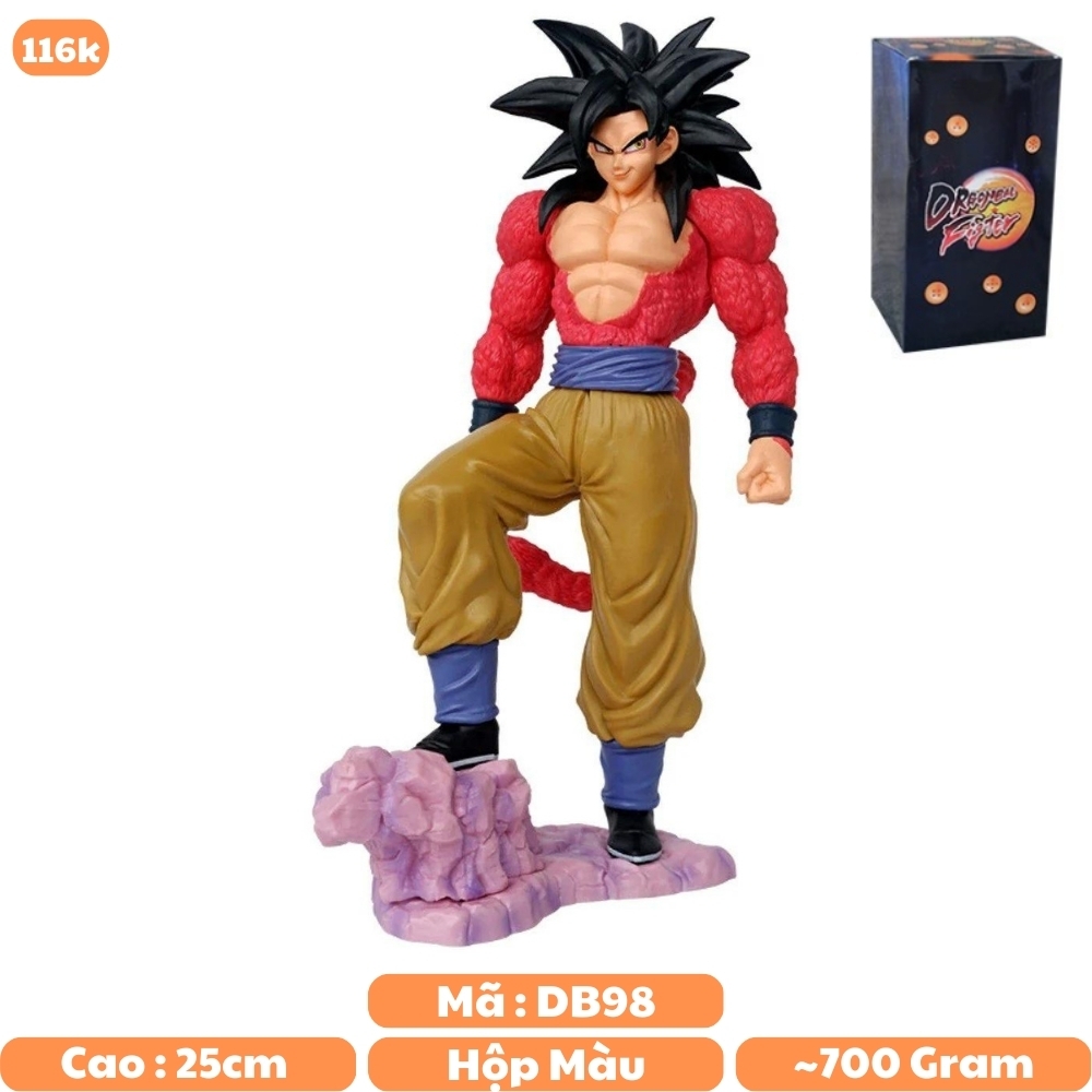 Mô hình DragonBall SonGoku SSJ4 đứng trên đá  Cao 25cm - Nặng 700 Gram - Dragon Ball - Có Hộp màu -K4-T1-S2