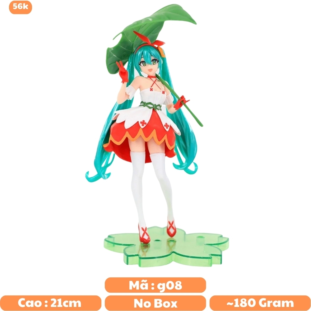 Mô Hình Hatsune Miku cầm lá - Cao 21cm - nặng 180gram - Figure Miku - No Box - K10-T1-S2