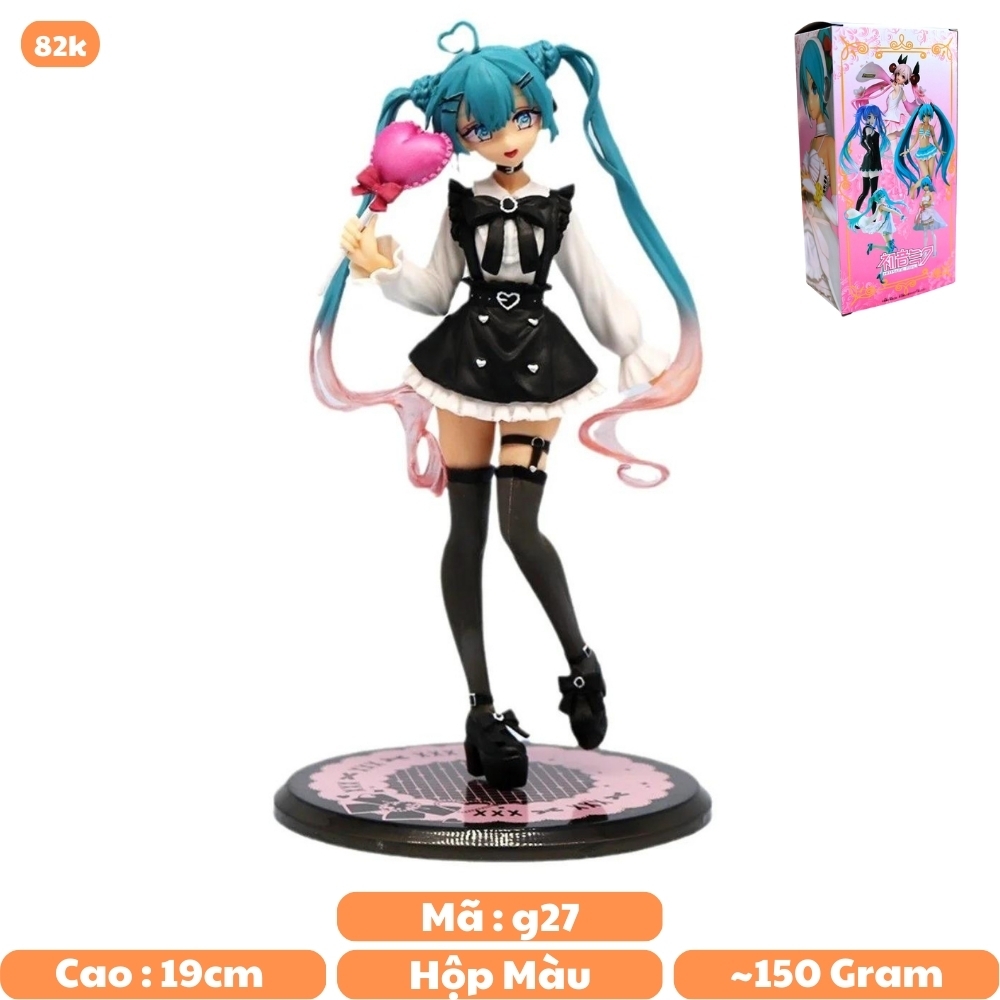 Mô Hình Hatsune Miku váy đen - Cao 19cm - rộng 11cm - nặng 150gram - Figure Miku - Có Hộp màu - K20-T2-S11