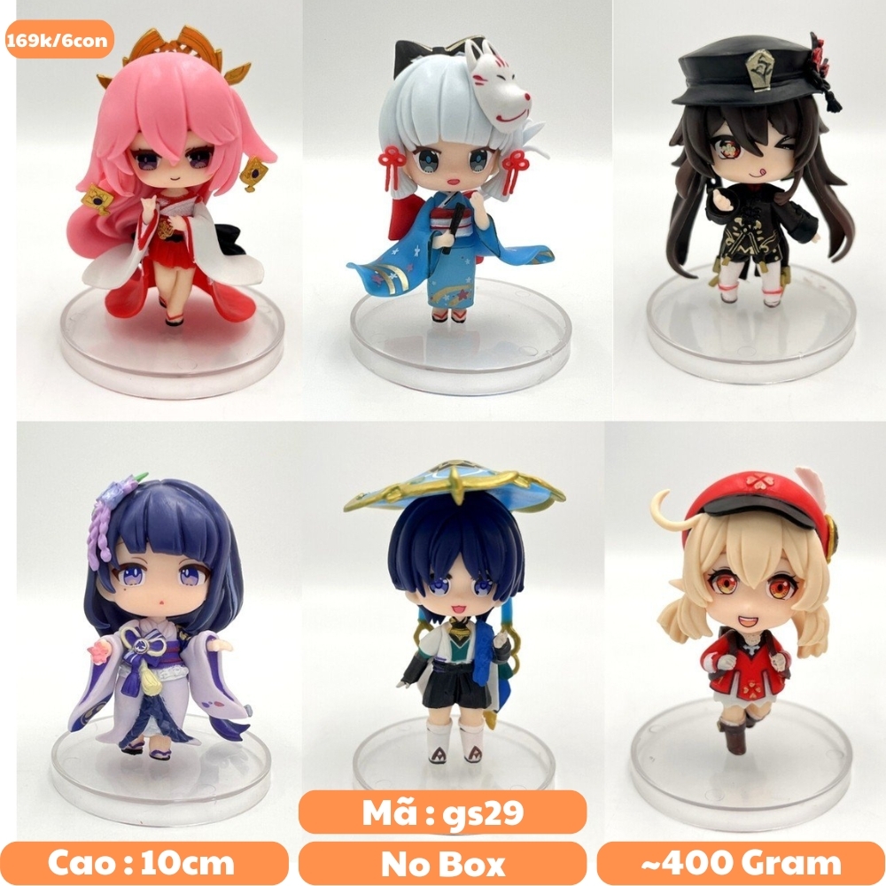 Mô Hình Genshin Bộ 6 nhân vật Genshin Chibi - Cao 10cm - nặng 400gram - Phụ kiện : đế + No Box : bọc túi - Figure  Genshin Impact - no box - K23-T3-S1