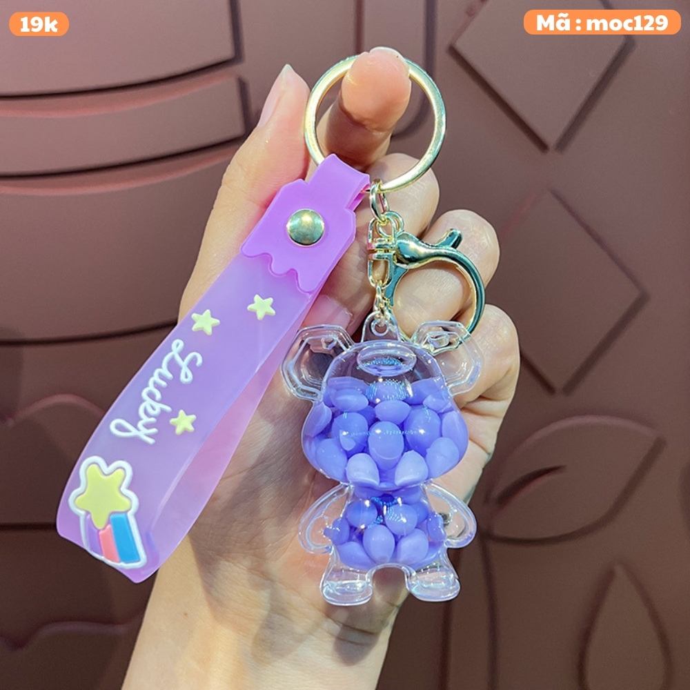 Móc khoá gấu tím - Dây móc dài : 10.5cm - Mô Hình Cao : 4cm dài 7cm - Nặng : 50gram - No Box : bọc túi OPP N3-K17-T6-S3