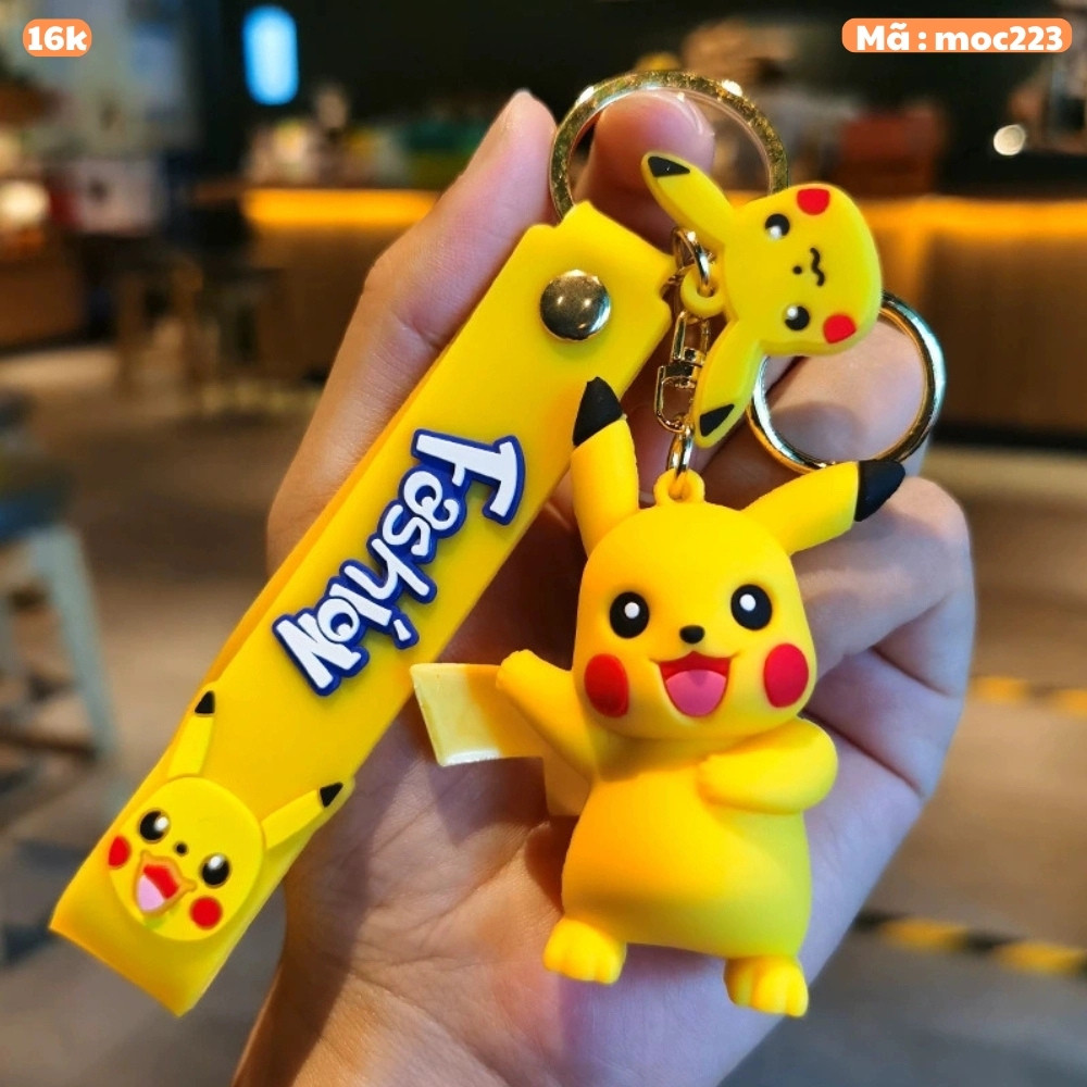 móc khóa pikachu vãy tay - dây dài 12cm mô hình cao 7.5cm - nặng : 50gram - no box  K77-T1-S7