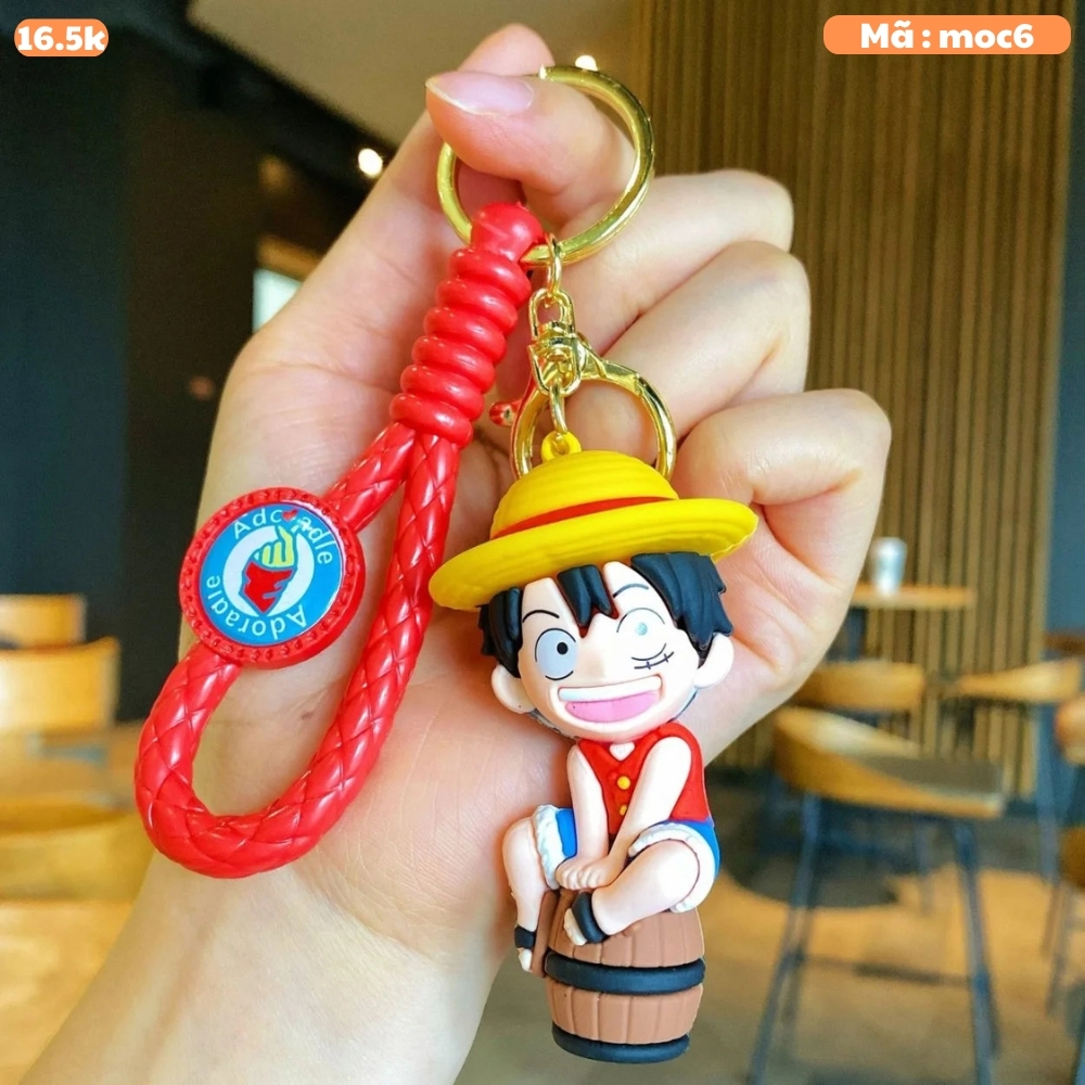 Móc Khóa Luffy ngồi thùng - Dây móc dài : 9.5cm - Mô Hình Cao : 8cm - Nặng : 50gram -  bọc túi OPP K79-T2-S6