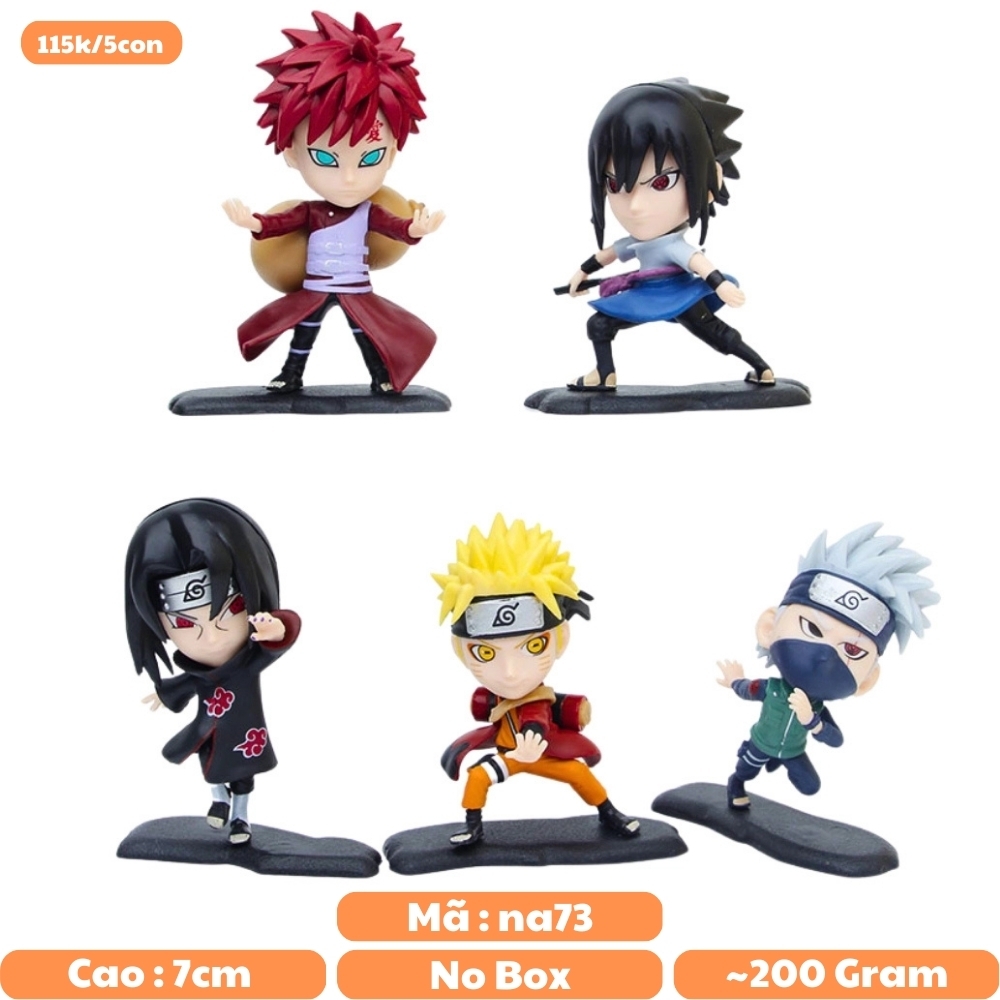 Hàng Cao Cấp - Mô hình Naruto Bộ 5 nhân vật naruto . gara . kakashi . itachi . sasuke - Cao 7cm - nặng 100Gram - Figure Naruto - No Box - K3-T3-S6