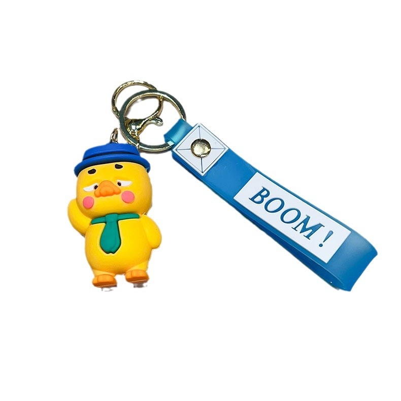 móc khóa vịt đội mũ xanh - dây dài 10cm mô hình cao 6cm - nặng : 50gram - no box K77-T1-S2