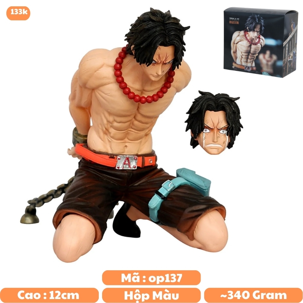 Mô Hình OnePiece ACE Tù nhân - Cao 12cm - rộng 9cm - nặng 340gram - Phụ Kiện : 2 đầu thay th - Figure OnePiece - Có Hộp màu - K25-T3-S8 (A-14)