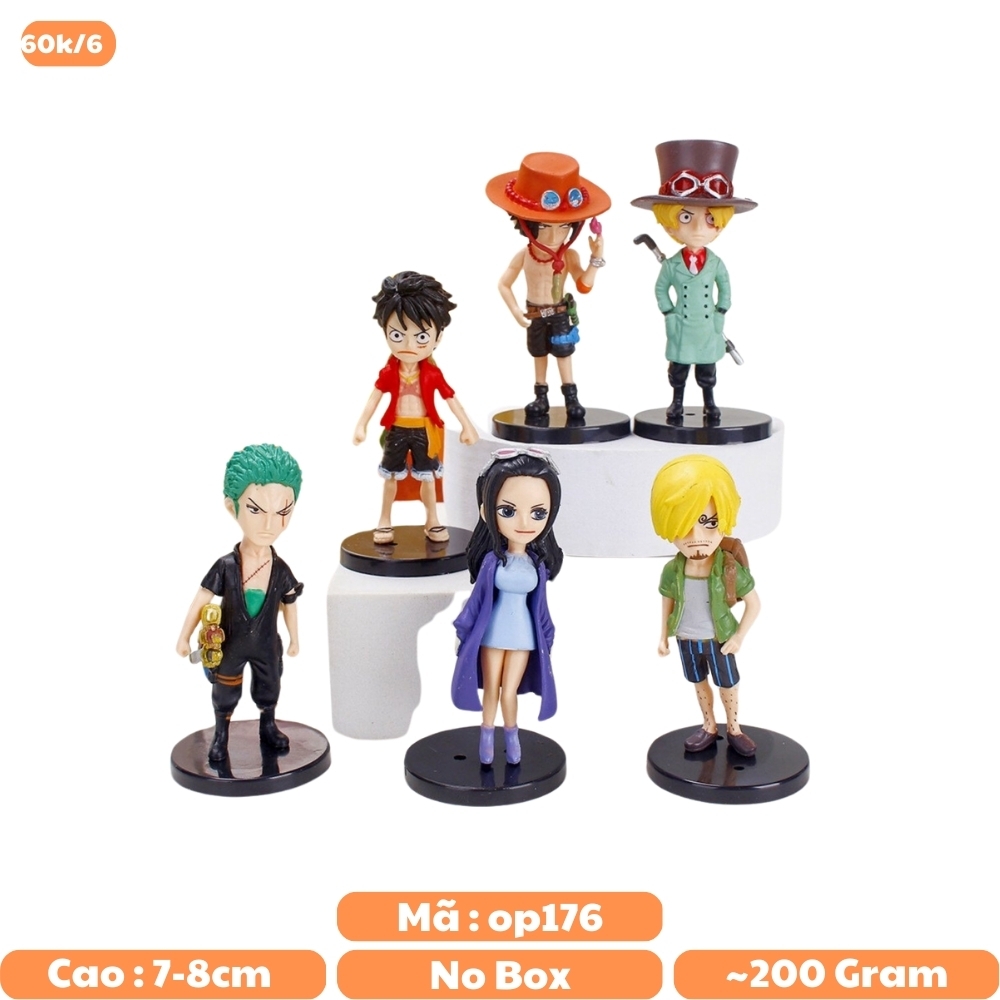 Mô hình OnePiece Bộ 6 chibi các nhân vật One Pice - Cao 7-8cm - nặng 200gram- Figure OnePiece - No Box - K18-T2-S12