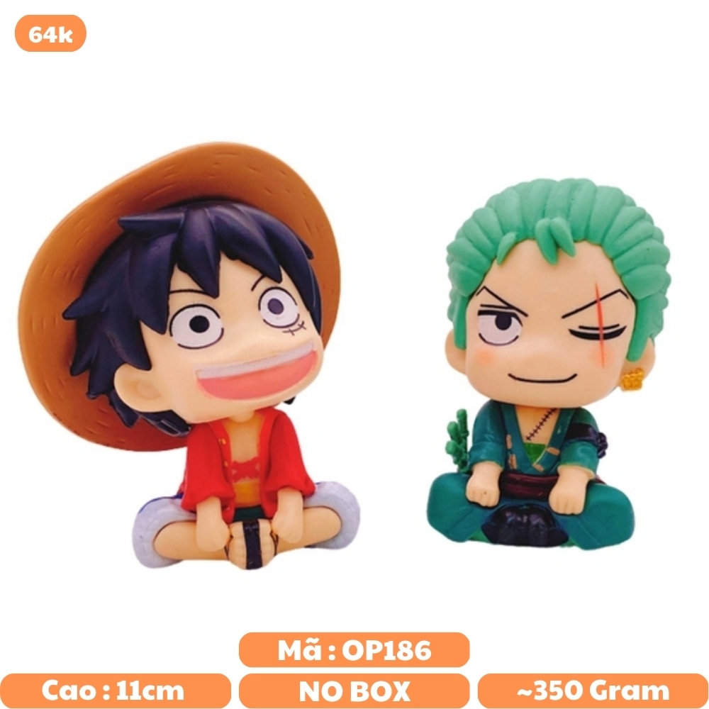 Mô hình OnePiece Luffy và Zoro chibi ngồi siêu dễ thương - Cao 11cm - rộng 6 - 9cm - nặng 350gram - OnePiece - No Box - K25-T1-S6