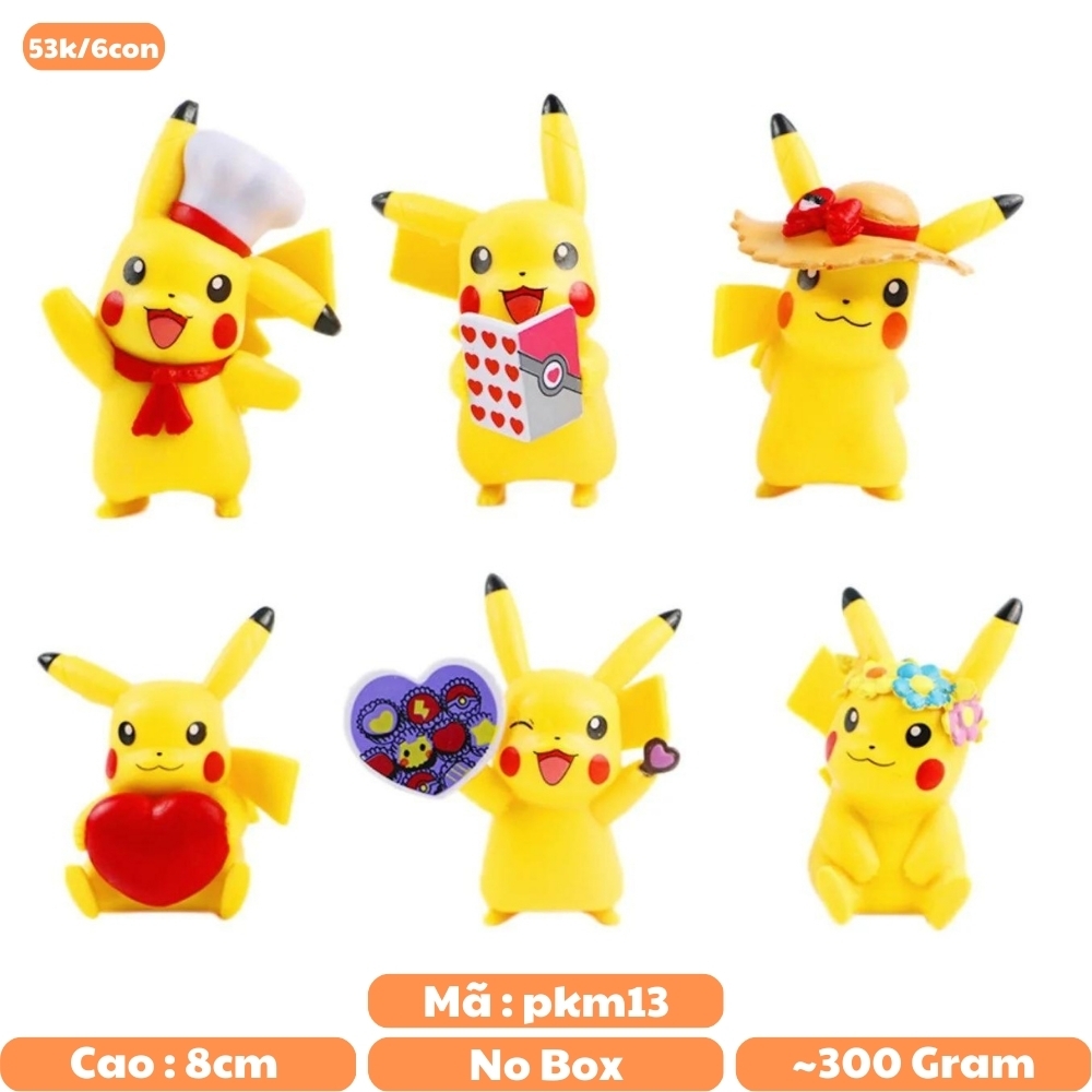 Mô Hình POKEMON Bộ 6 Pikachu siêu dễ thương- Cao 8cm - nặng 260gram - Figure POKEMON No box : bọc túi OPP - N3-K47-T3-S1-S2