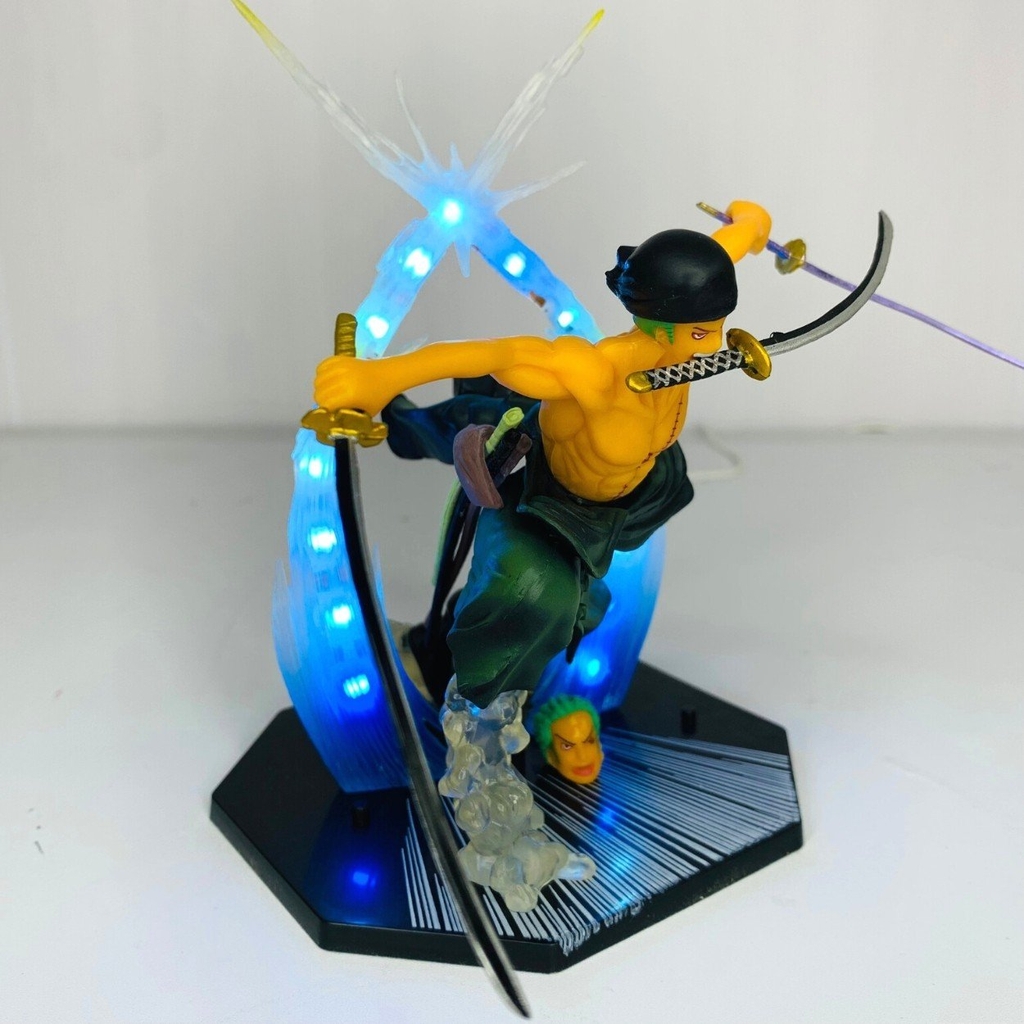 Mô hình OnePiece Zoro có 2 đầu  đế không có chữ có led USB - Bộ FZ - One Piece - No Box - K12-T2-S2