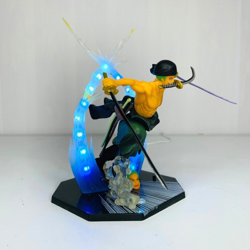 Mô hình OnePiece Zoro có 2 đầu  đế không có chữ có led USB - Bộ FZ - One Piece - No Box - K12-T2-S2