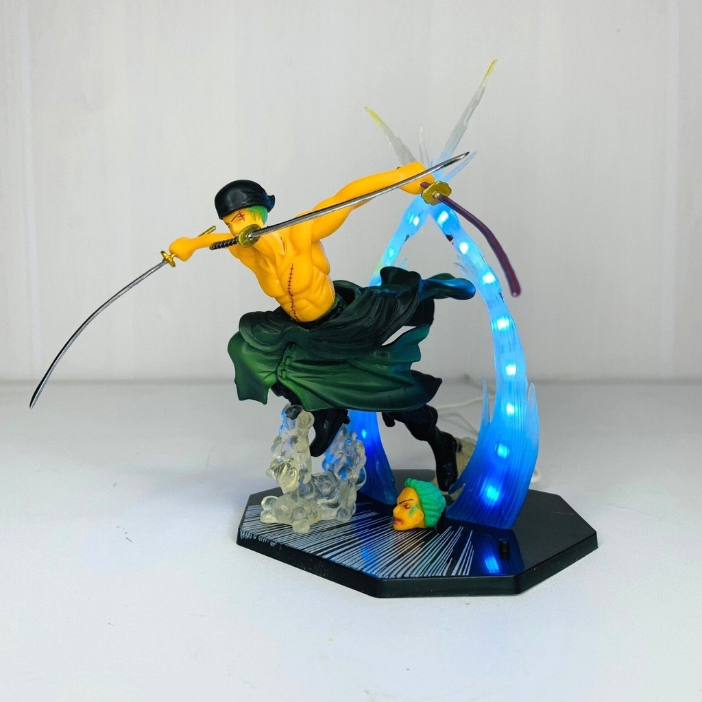 Mô hình OnePiece Zoro có 2 đầu  đế không có chữ có led USB - Bộ FZ - One Piece - No Box - K12-T2-S2
