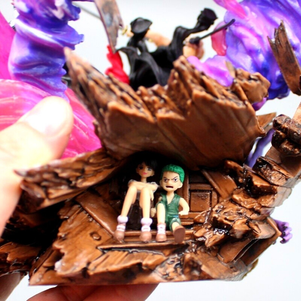 Mô Hình OnePiece Zoro và những bại tướng - Cao 23cm - nặng 1kg7 - FULL BOX - phụ kiện có 2 đầu + 4 kiếm , Figure OnePiece - có vỏ hộp màu - K19-T4-S1