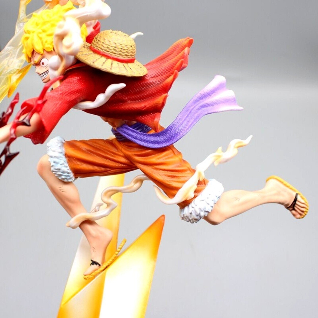 Mô Hình OnePiece Luffy nika gear 5 nika đỏ trạng thái chiến đấu tay cầm vũ khí Cao 46cm - rộng 20 - nặng 1kg9 + FULL BOX + Phụ kiện Tia sét + LED + Ổ nguồn led , Figure OnePiece - có vỏ hộp màu - K19-T3-S10