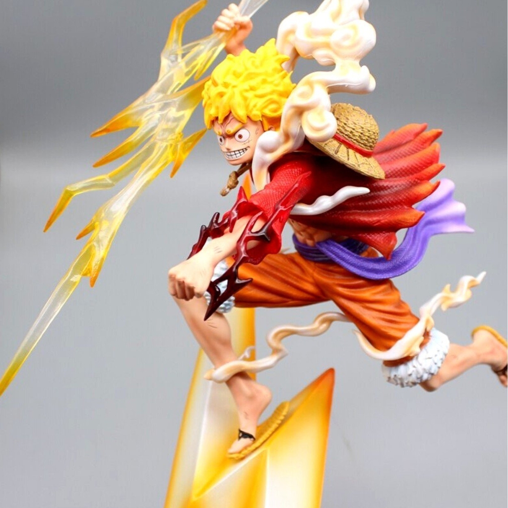 Mô Hình OnePiece Luffy nika gear 5 nika đỏ trạng thái chiến đấu tay cầm vũ khí Cao 46cm - rộng 20 - nặng 1kg9 + FULL BOX + Phụ kiện Tia sét + LED + Ổ nguồn led , Figure OnePiece - có vỏ hộp màu - K19-T3-S10