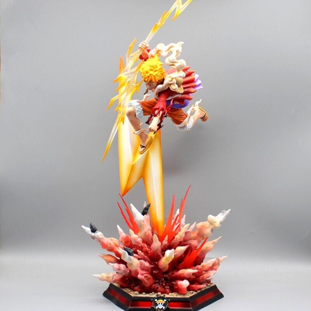 Mô Hình OnePiece Luffy nika gear 5 nika đỏ trạng thái chiến đấu tay cầm vũ khí Cao 46cm - rộng 20 - nặng 1kg9 + FULL BOX + Phụ kiện Tia sét + LED + Ổ nguồn led , Figure OnePiece - có vỏ hộp màu - K19-T3-S10