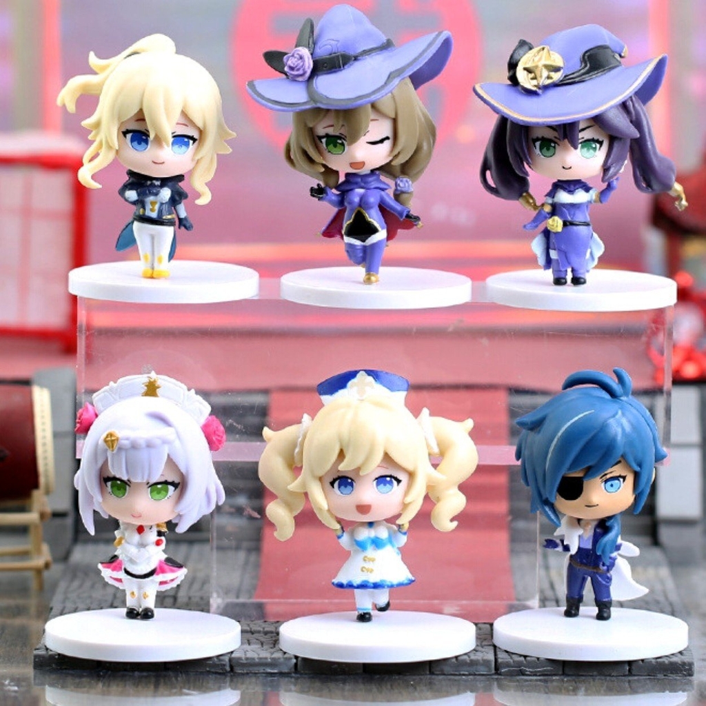 Mô Hình Genshin Bộ 6 nhân vật Jean , Lisa , Barbara , Noelle , Mona , Kaeya cao 10cm nặng 400 gram - Figure  Genshin Impact - no box - K21-T2-S12