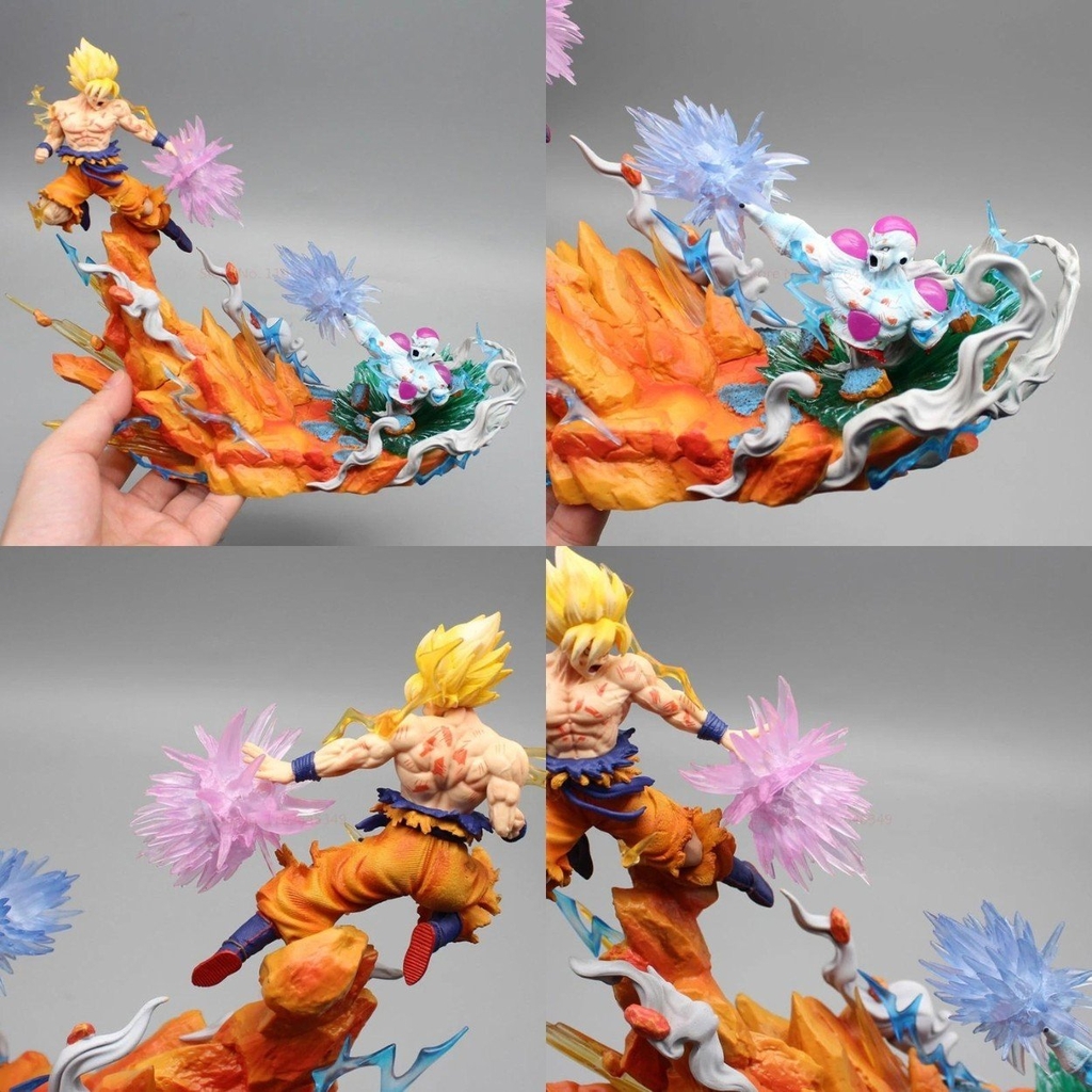 Mô hình DragonBall Goku đại chiến Frieza - Cao 21cm - rộng 26cm - nặng 500gram + FULL BOX + Phụ kiện đi kèm : LED + hiệu ứng ở tay - Dragon Ball - Có Hộp màu  K6-T4-S8