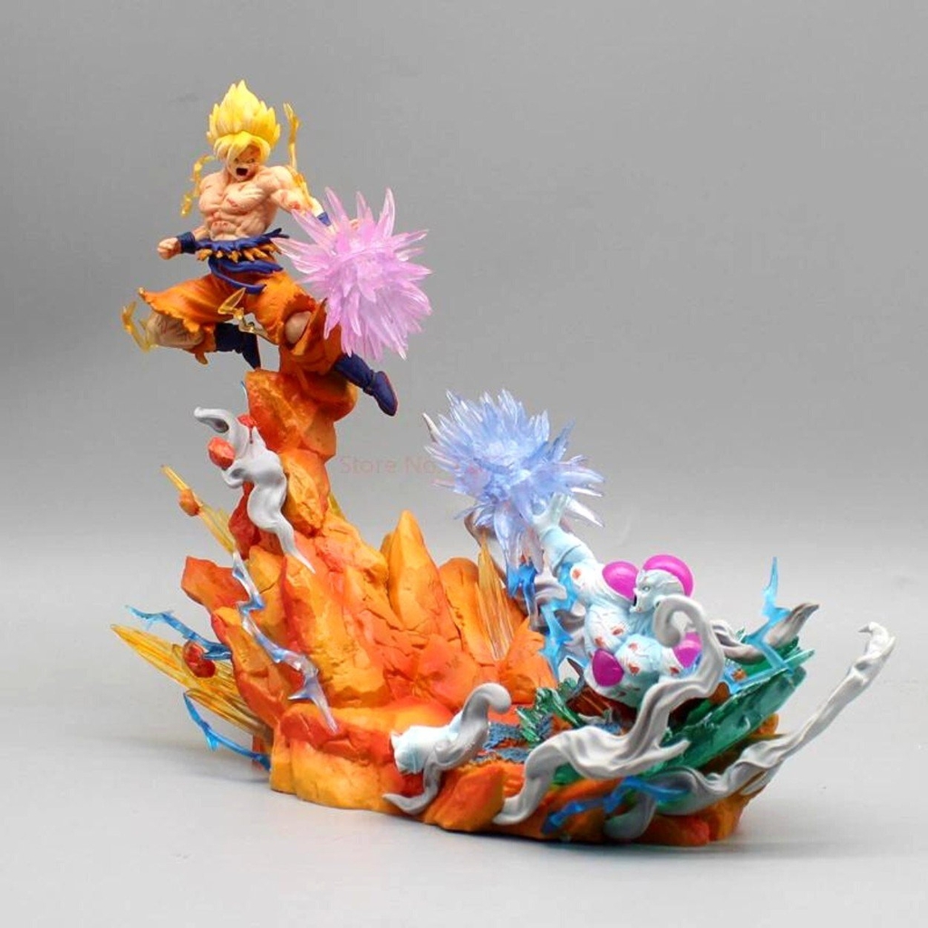 Mô hình DragonBall Goku đại chiến Frieza - Cao 21cm - rộng 26cm - nặng 500gram + FULL BOX + Phụ kiện đi kèm : LED + hiệu ứng ở tay - Dragon Ball - Có Hộp màu  K6-T4-S8