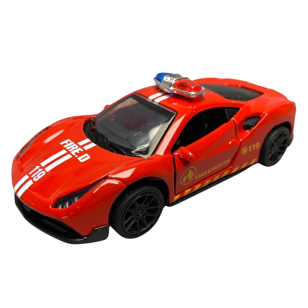 Mô Hình xe Ferrari police 488 GTB Đỏ tỉ lệ 1:43 Hợp kim có thể mở cửa - bánh sau chạy cót - Dài 10cm - cao 3cm - nặng 200gram - Figure Oto - FULL BOX : box màu - K69-T2-S8