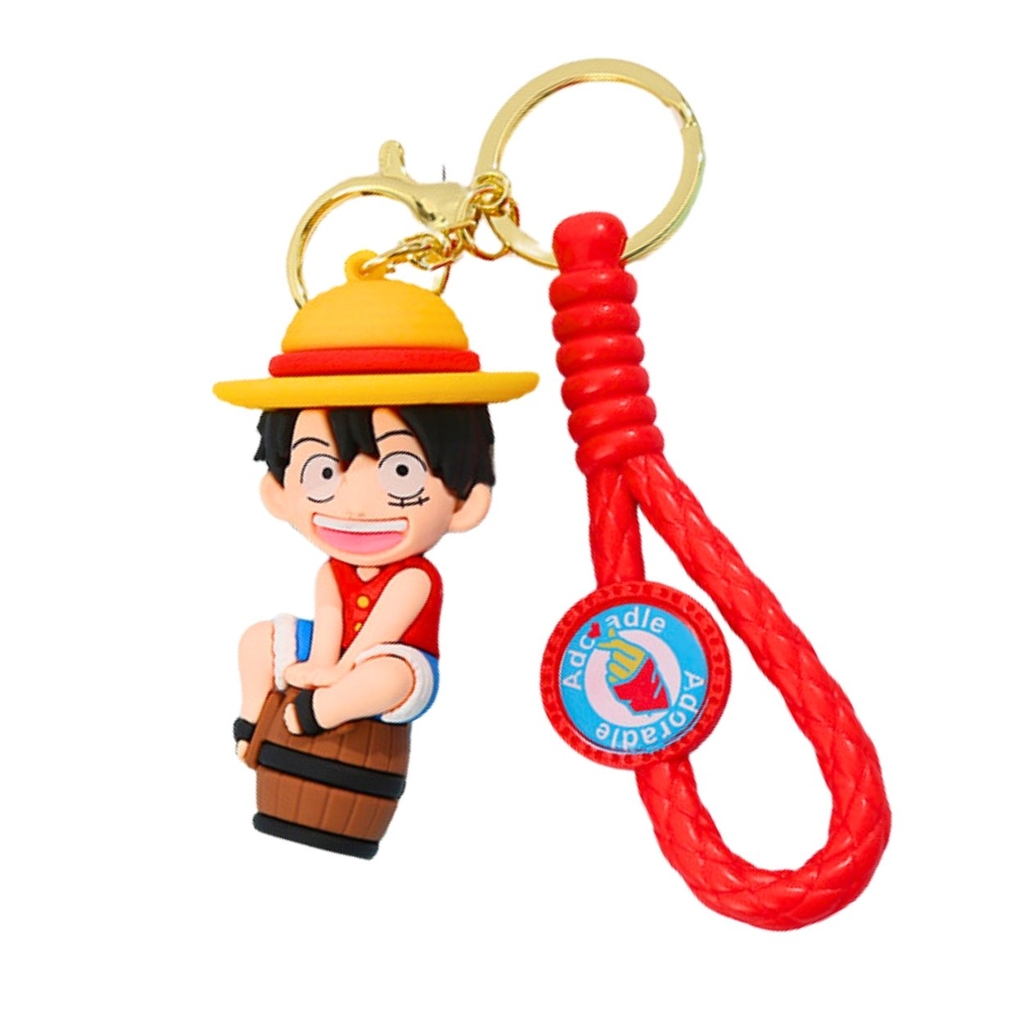 Móc Khóa Luffy ngồi thùng - Dây móc dài : 9.5cm - Mô Hình Cao : 8cm - Nặng : 50gram -  bọc túi OPP K79-T2-S6