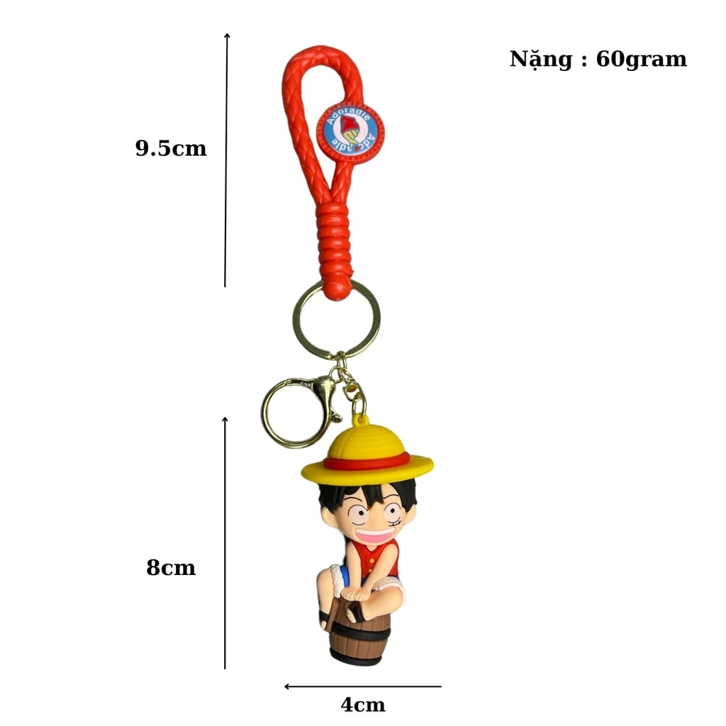 Móc Khóa Luffy ngồi thùng - Dây móc dài : 9.5cm - Mô Hình Cao : 8cm - Nặng : 50gram -  bọc túi OPP K79-T2-S6
