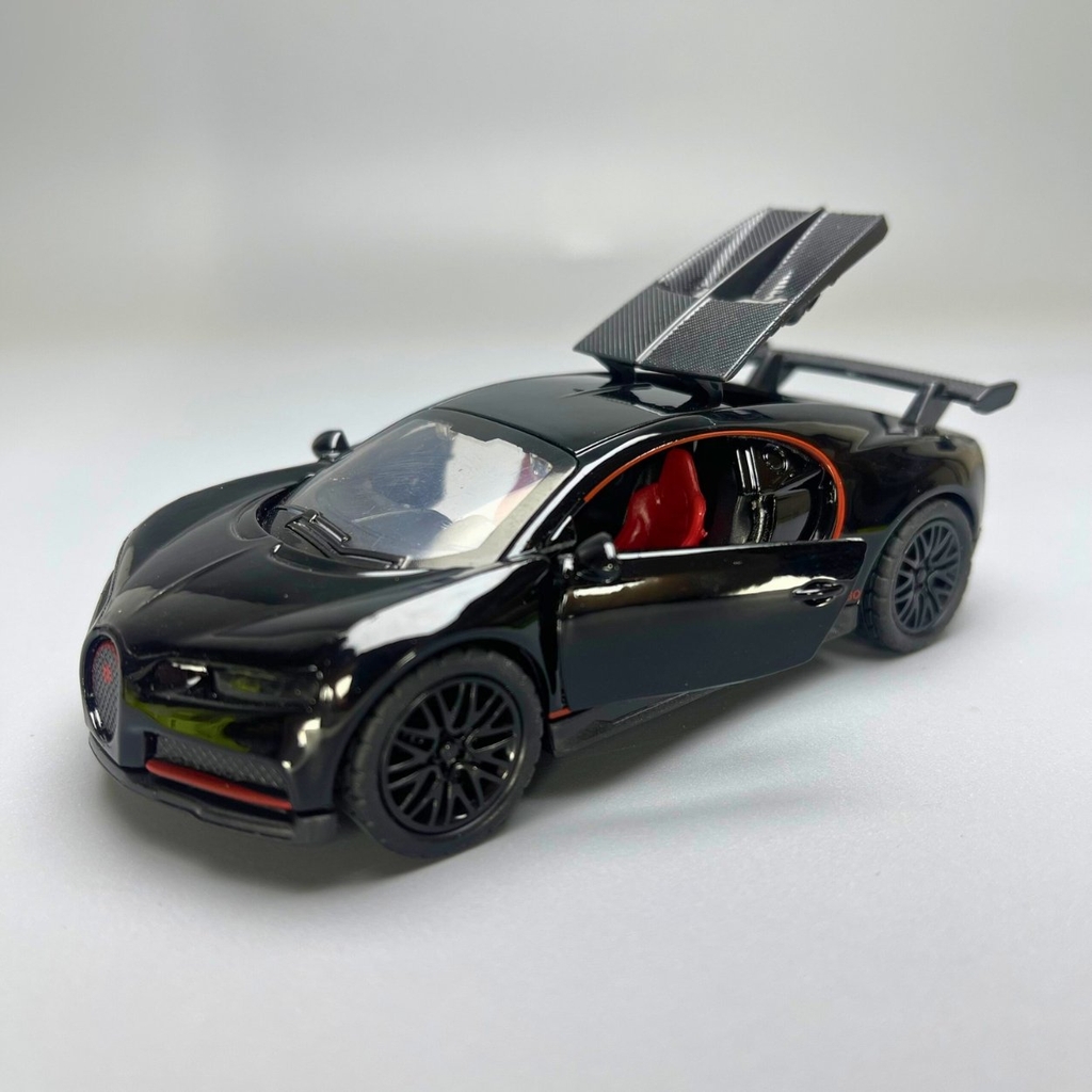 Mô Hình xe Bugati màu đen - tỉ lệ 1:36 Hợp kim có thể mở cửa - bánh sau chạy cót - Dài 12cm - rộng 5cm - cao 3.5cm - nặng : 200gram - FULL BOX : box màu - Sku : oto53 - K68-T2-S4