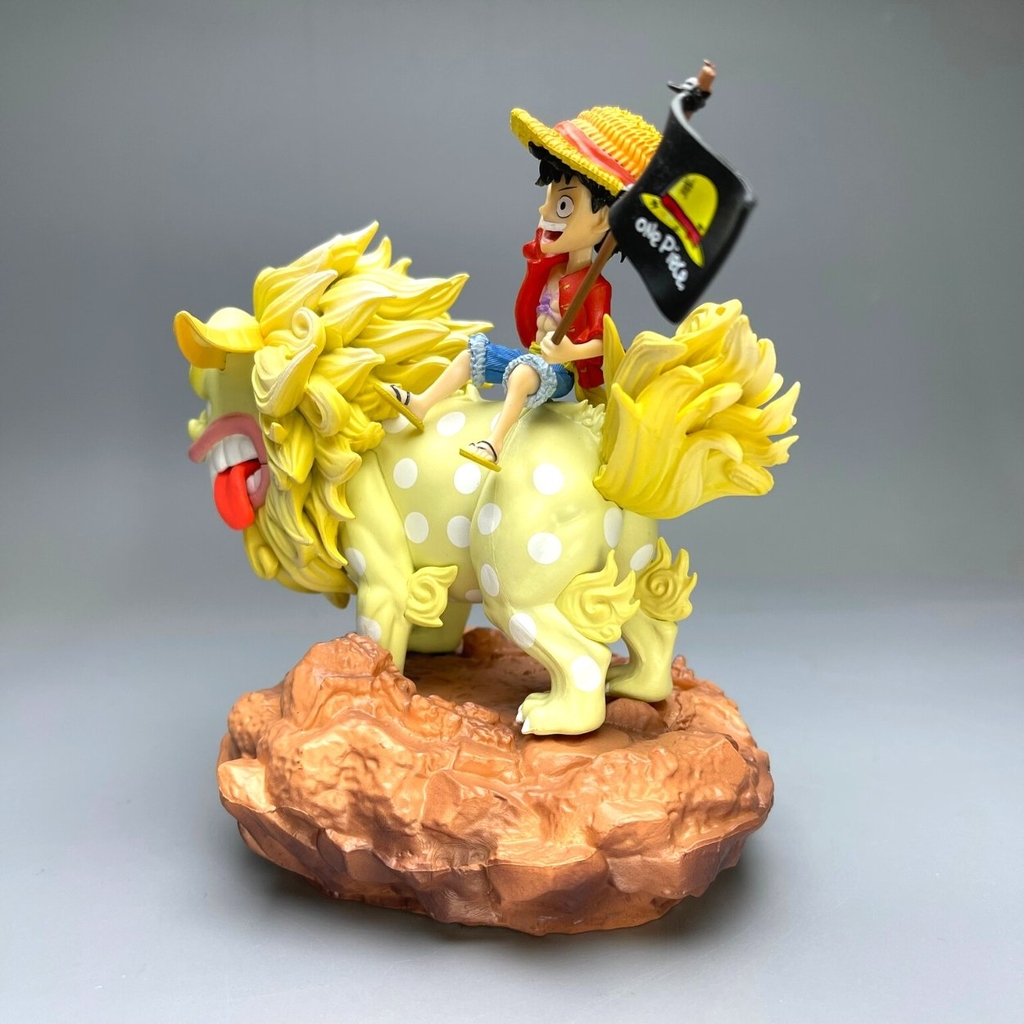 Mô Hình OnePieceLuffy cầm Cờ cưỡi sư tử vàng - Cao 15cm - nặng 500gram - Phụ kiện : Cờ + đế, Figure OnePiece - full box -có có hộp mà - K15-T3-S6