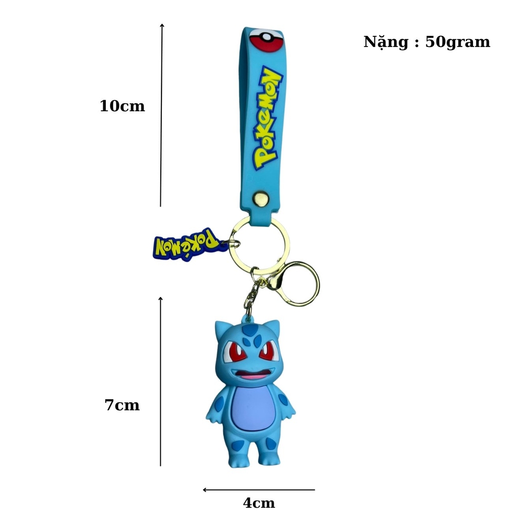 Móc Khóa Pokemon ếch xanh Fushigidane - Dây móc dài : 10cm - Mô Hình Cao : 7cm - Nặng : 50gram - No Box : bọc túi OPP -K78-T6-S1