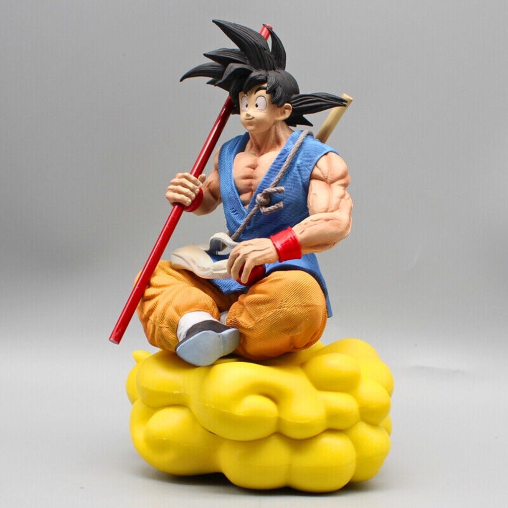 Mô hình DragonBall Goku áo xanh quần vàng cưỡi mây cầm gậy - Cao 21cm - rộng 14cm - nặng 900gram -Phụ kiện : gậy cầm tay - Dragon Ball - Có Hộp màu N1-ST13