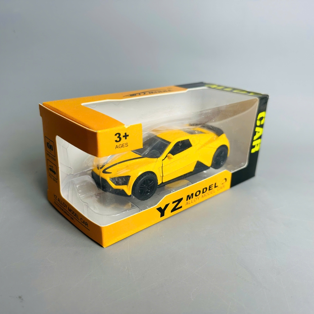 Mô Hình xe Zenvo ST1 vàng tỉ lệ 1:36 Hợp kim có thể mở cửa - bánh sau chạy cót - Dài 11cm - rộng 5cm - cao 4cm - nặng : 500gram - FULL BOX : box màu SKU : oto349 -k70-t1-s3