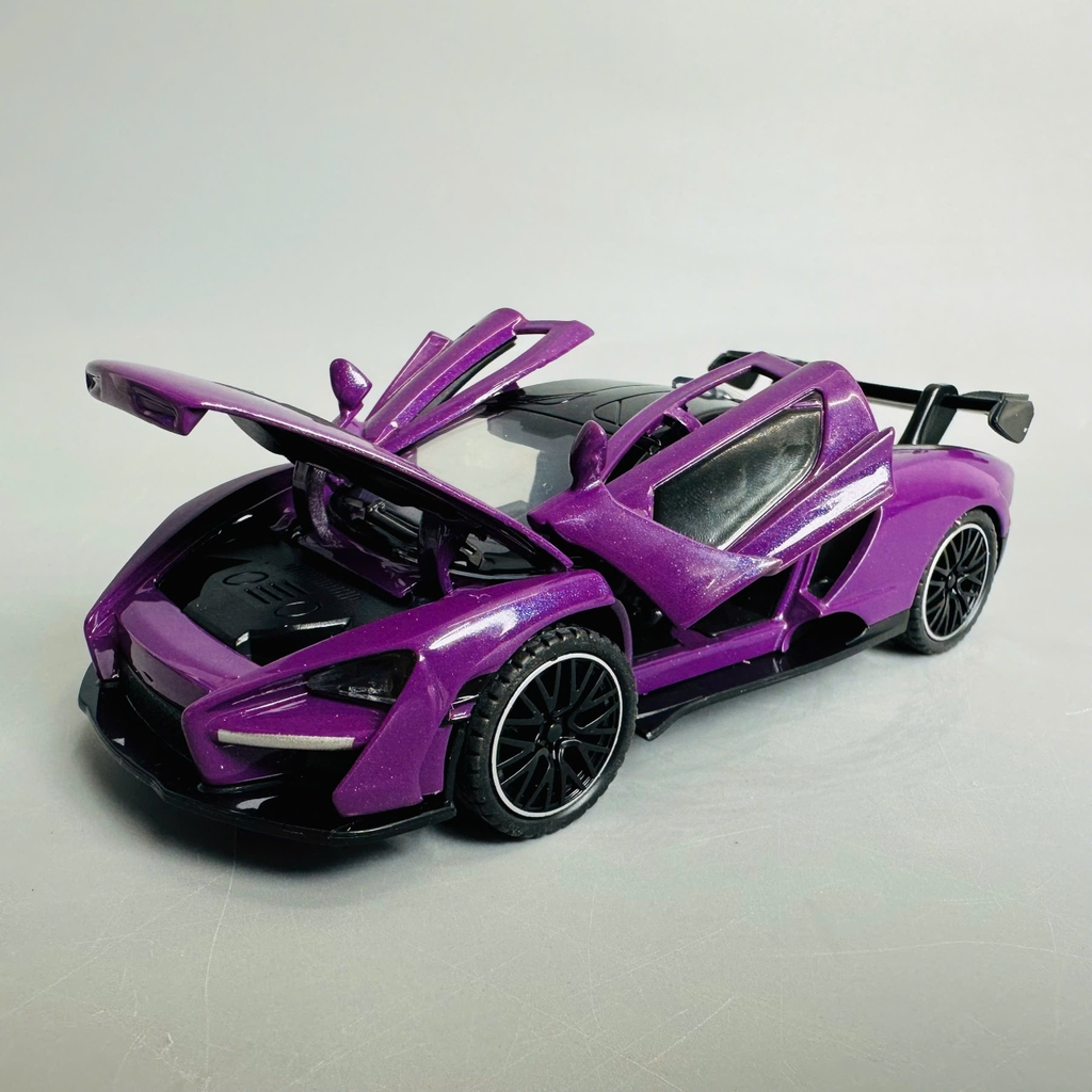 Mô Hình xe mclaren tím tỉ lệ 1:32 Hợp kim có thể mở cửa - bánh sau chạy cót - Dài 14cm - rộng 6cm - cao 5cm - nặng : 500gram - FULL BOX : box màu SKU : oto370 - K65-T4-S4