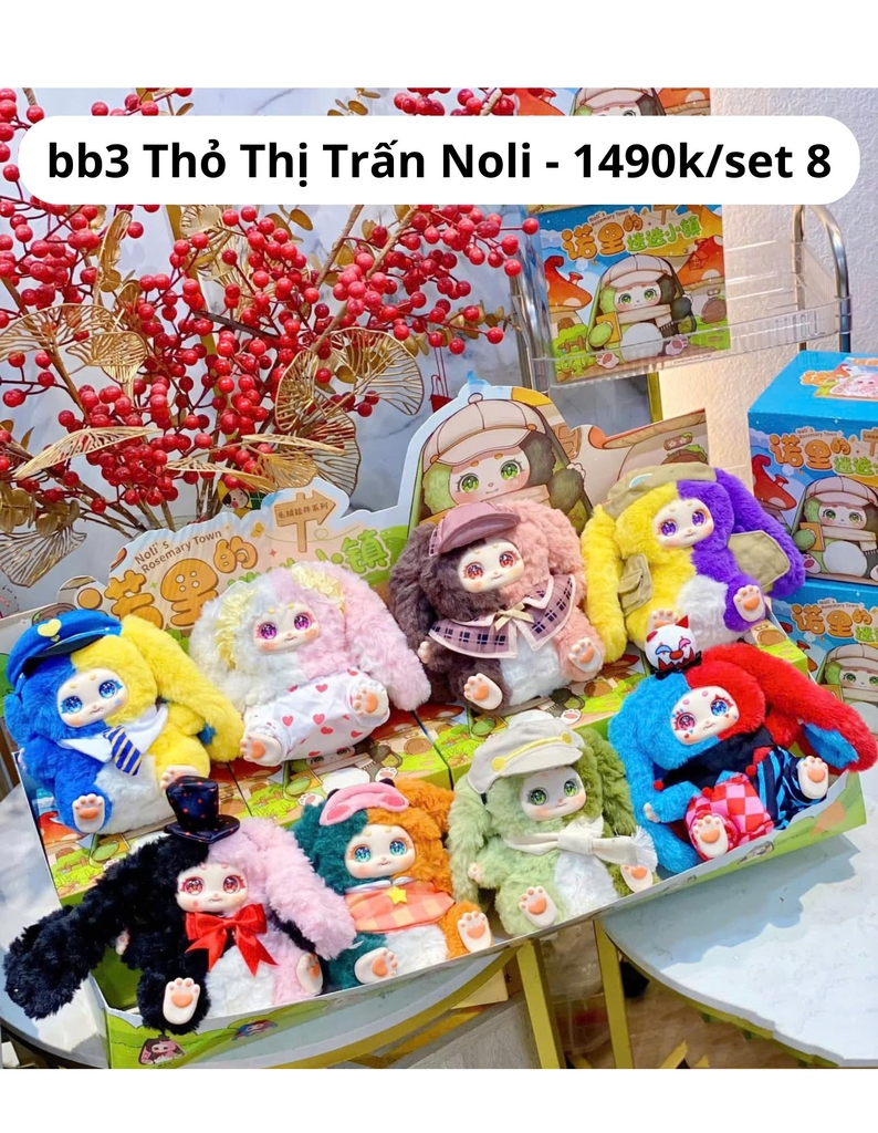 Hàng Chính Hãng - Blinbox babythree thỏ thị trấn noli blind box set 8 ngẫu nhiên - cao ~ 16cm - Nặng 500gram - Túi Mù - Hộp Màu