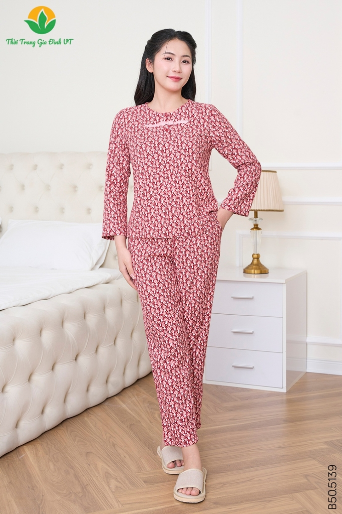 Bộ cotton rayon nữ quần dài áo dài tay B50.5139.